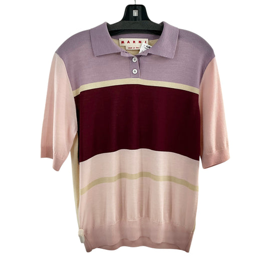 MARNI Colorblock Striped Knit Polo Sweater