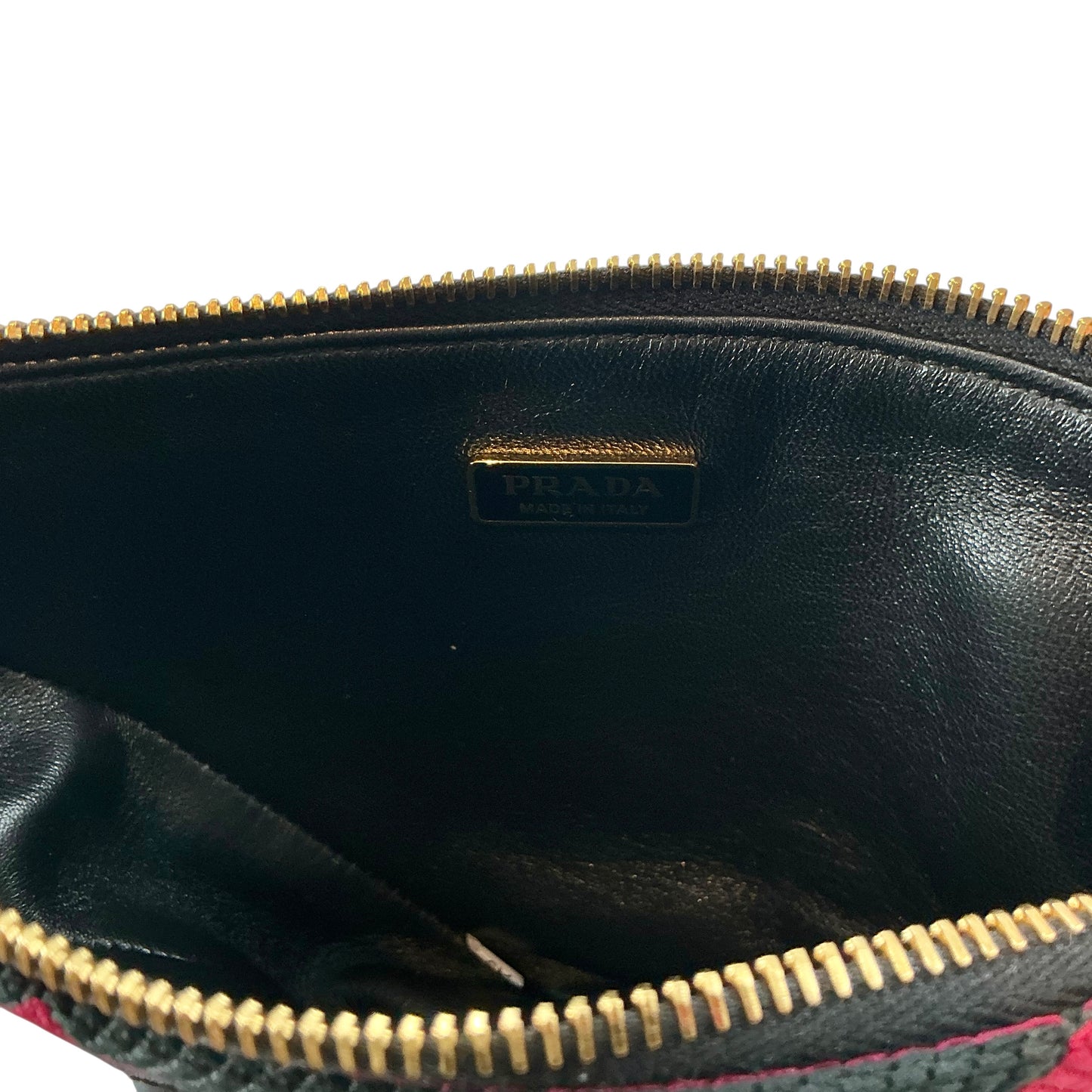 Prada Mini Symbole Triangolo Jacquard Triangle Bag – Black / Ciliegia Red