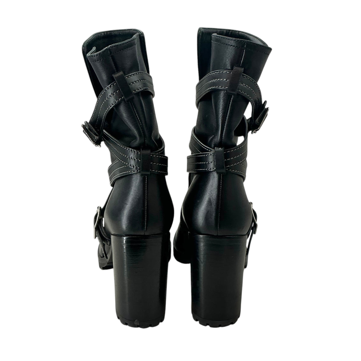 Gianvito Rossi "Maren" 90 Buckled Black Leather Ankle Boots