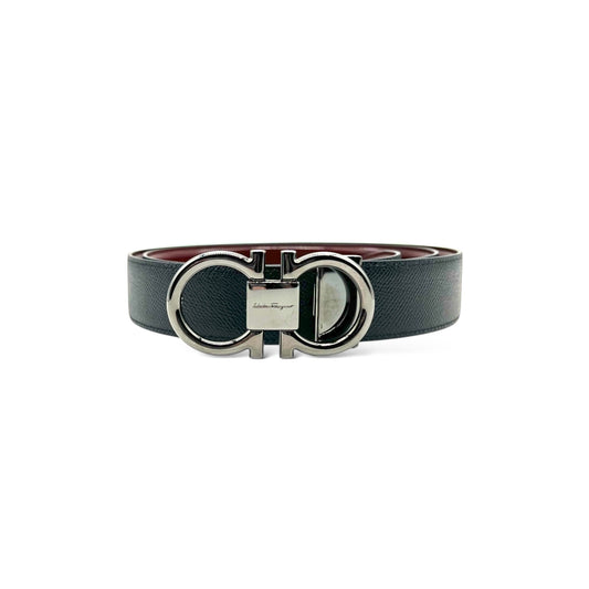 Salvatore Ferragamo Men's Double Gancini-Buckle Leather Belt