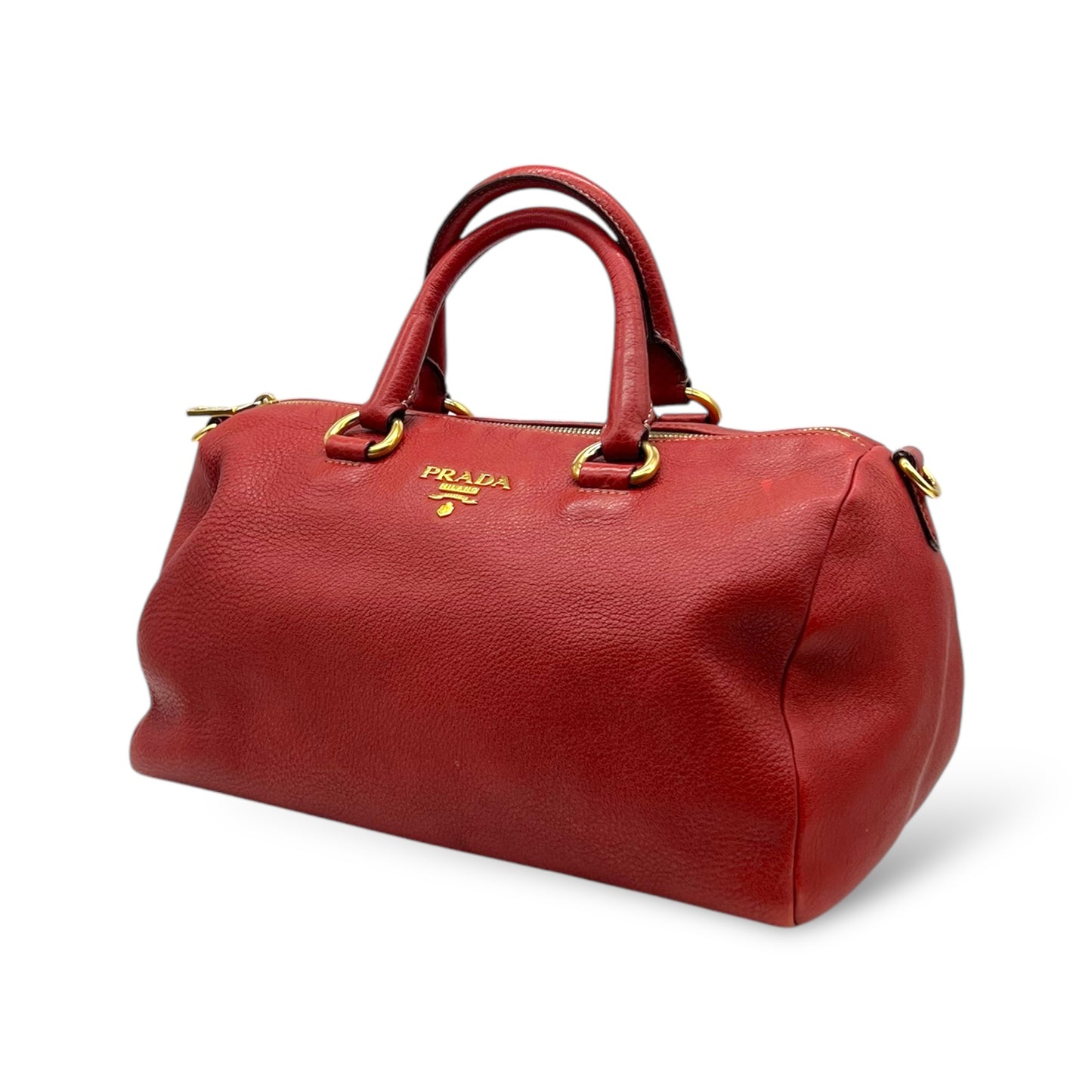 Prada Vitello Daino Top Handle Shoulder Bag Rosso