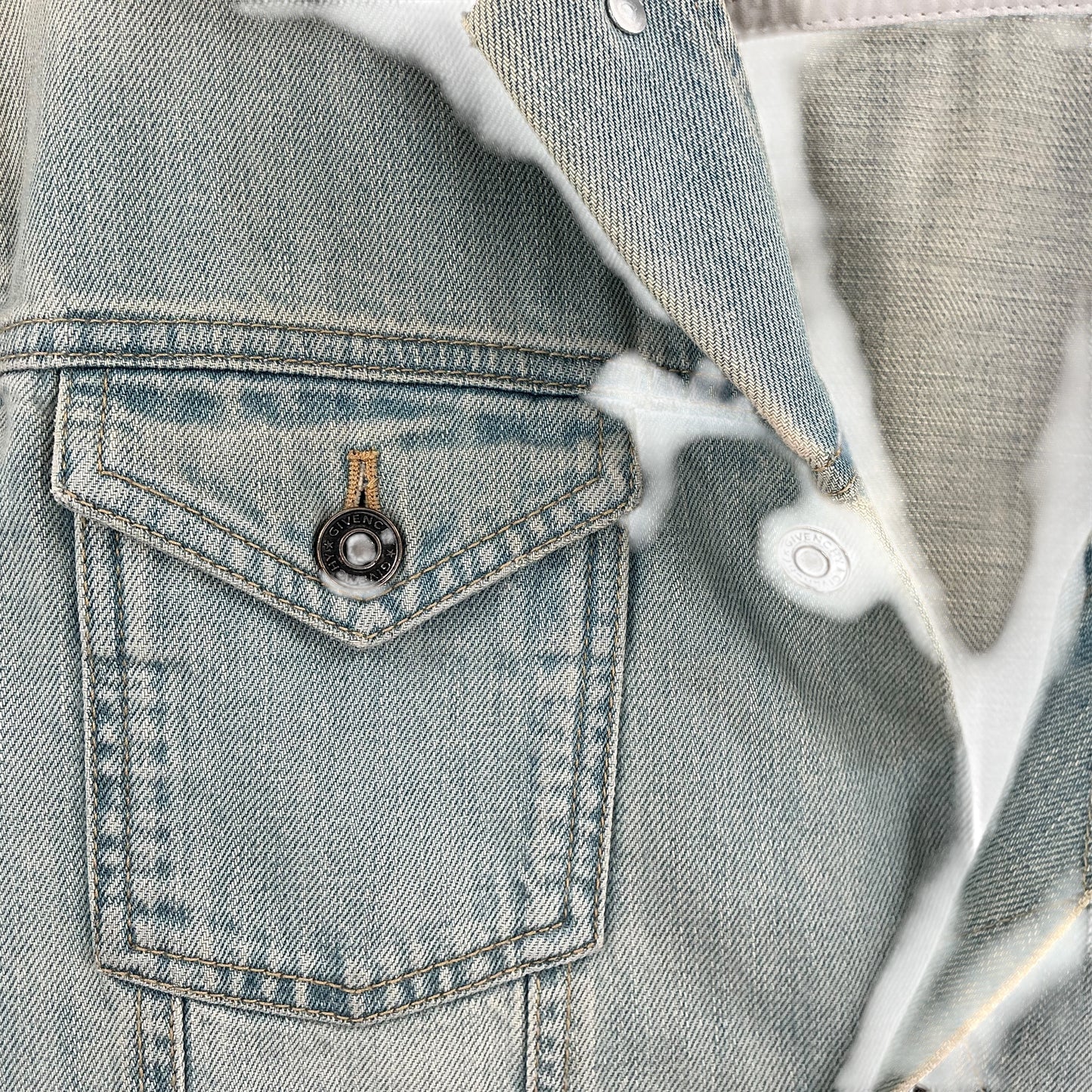 Givenchy Light Wash Vintage-Effect Denim Trucker Jacket