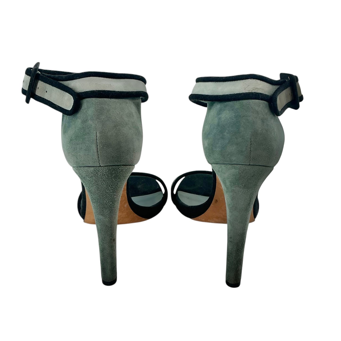 Gucci Suede Two-Tone Colorblock Ankle-Strap Sandals