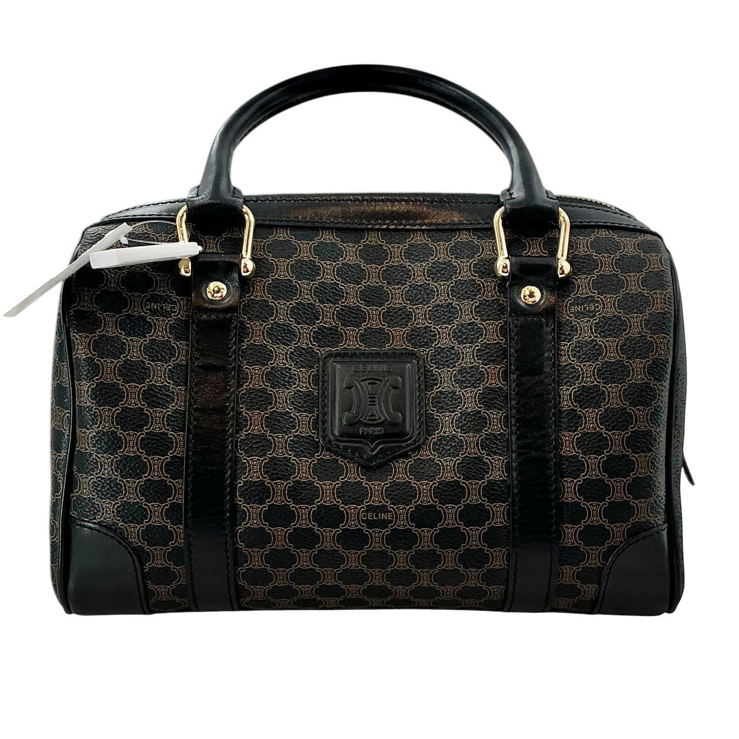 Celine Black Macadam Triomphe Mini Boston Bag