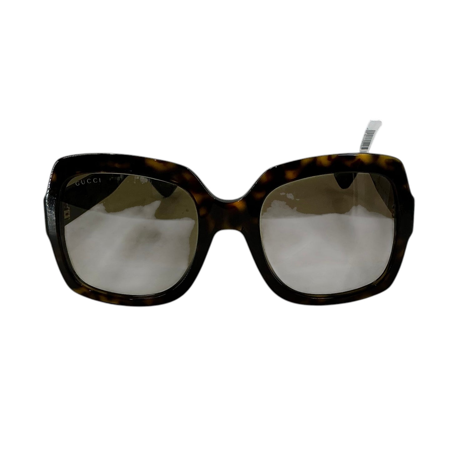 Gucci GG0036SN Women's Havana Square Sunglasses - Blue & Red Web Temple