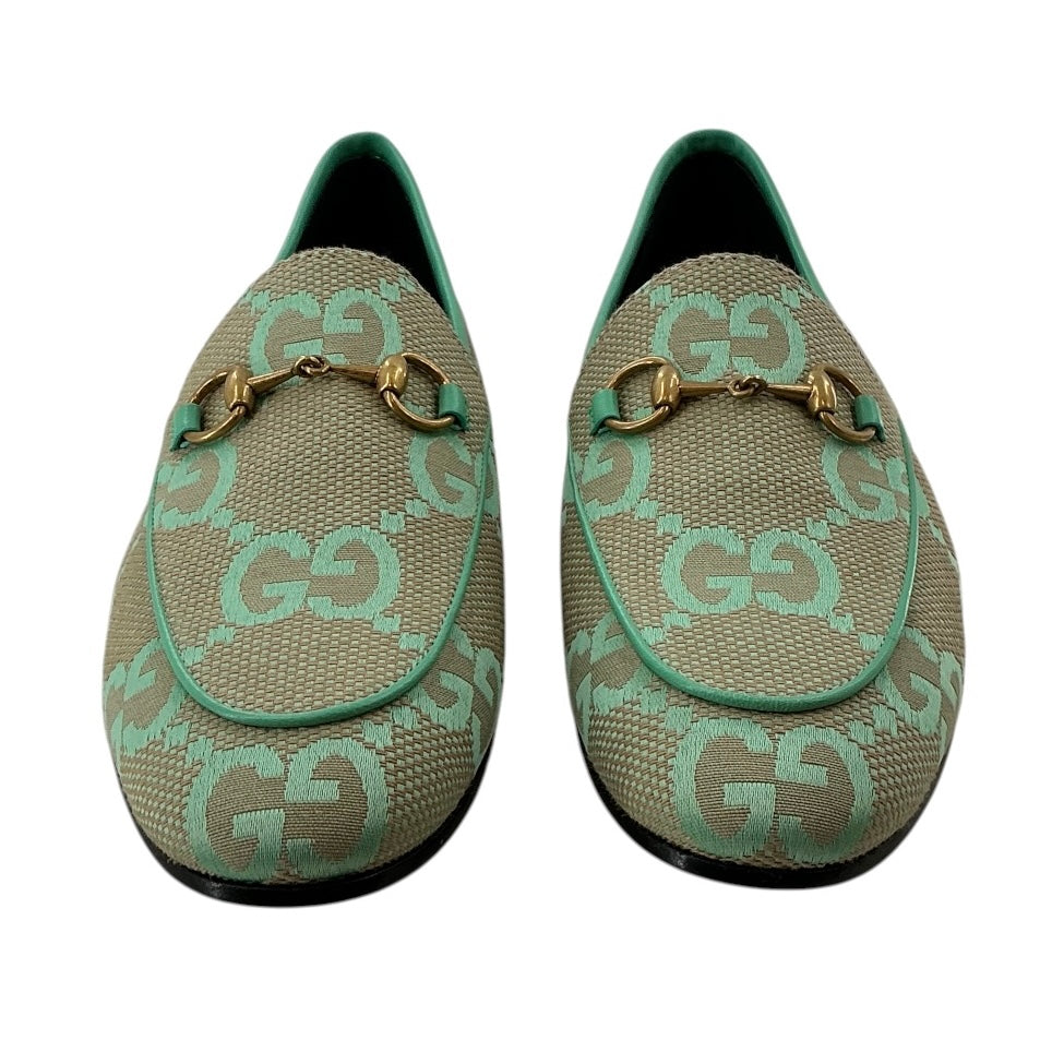 Gucci Jumbo GG Jordaan Loafer - Beige/Mint Green Canvas