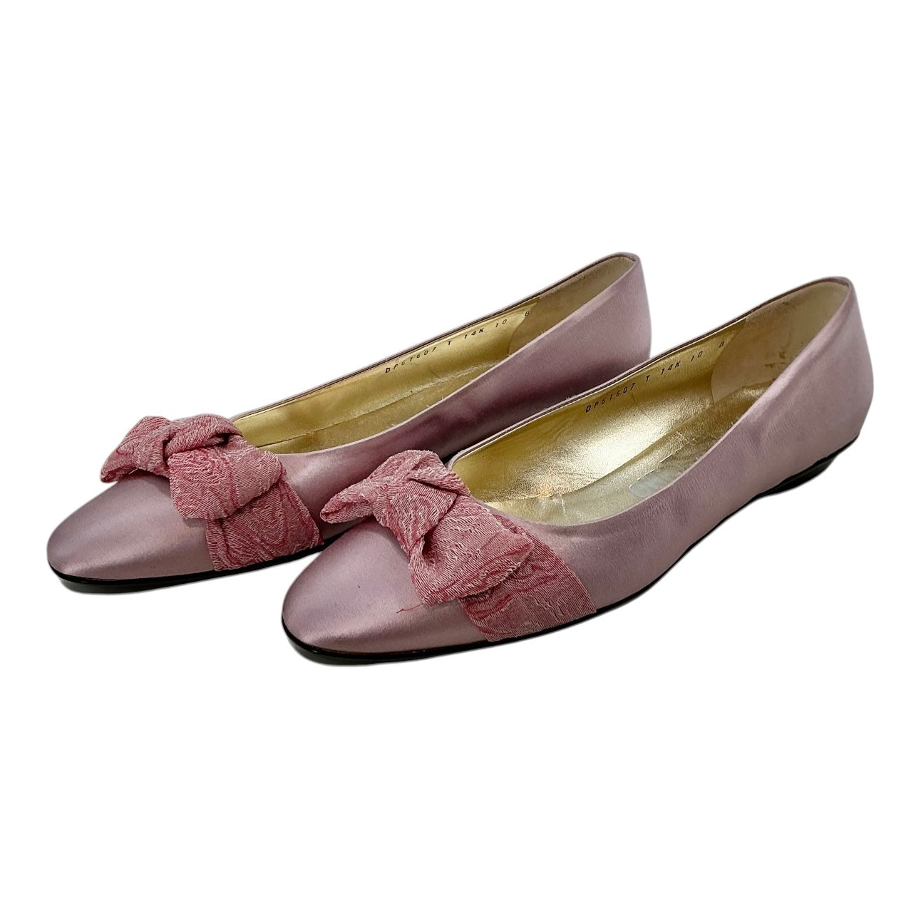 Salvatore Ferragamo Mauve Pink Satin Bow Ballet Flats