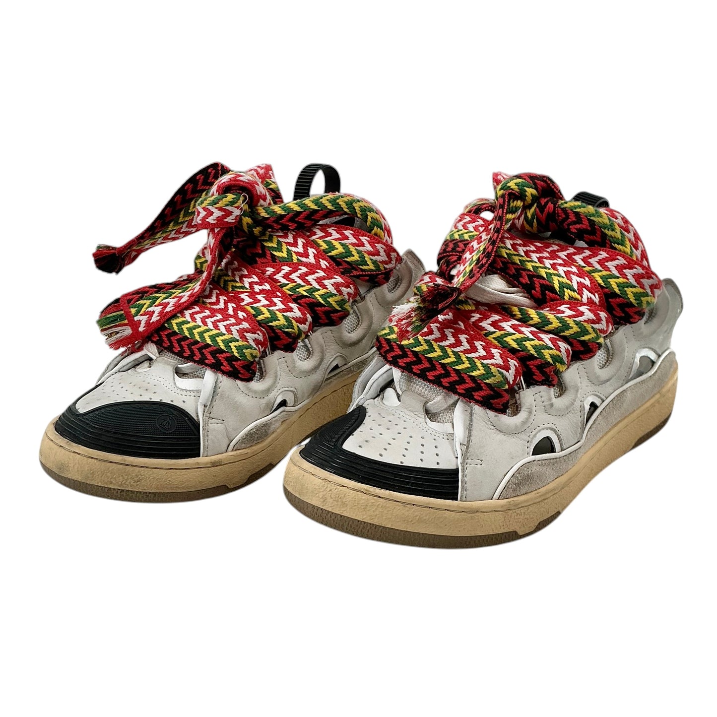 Lanvin Curb White Leather & Suede Open-Back Mule Sneakers