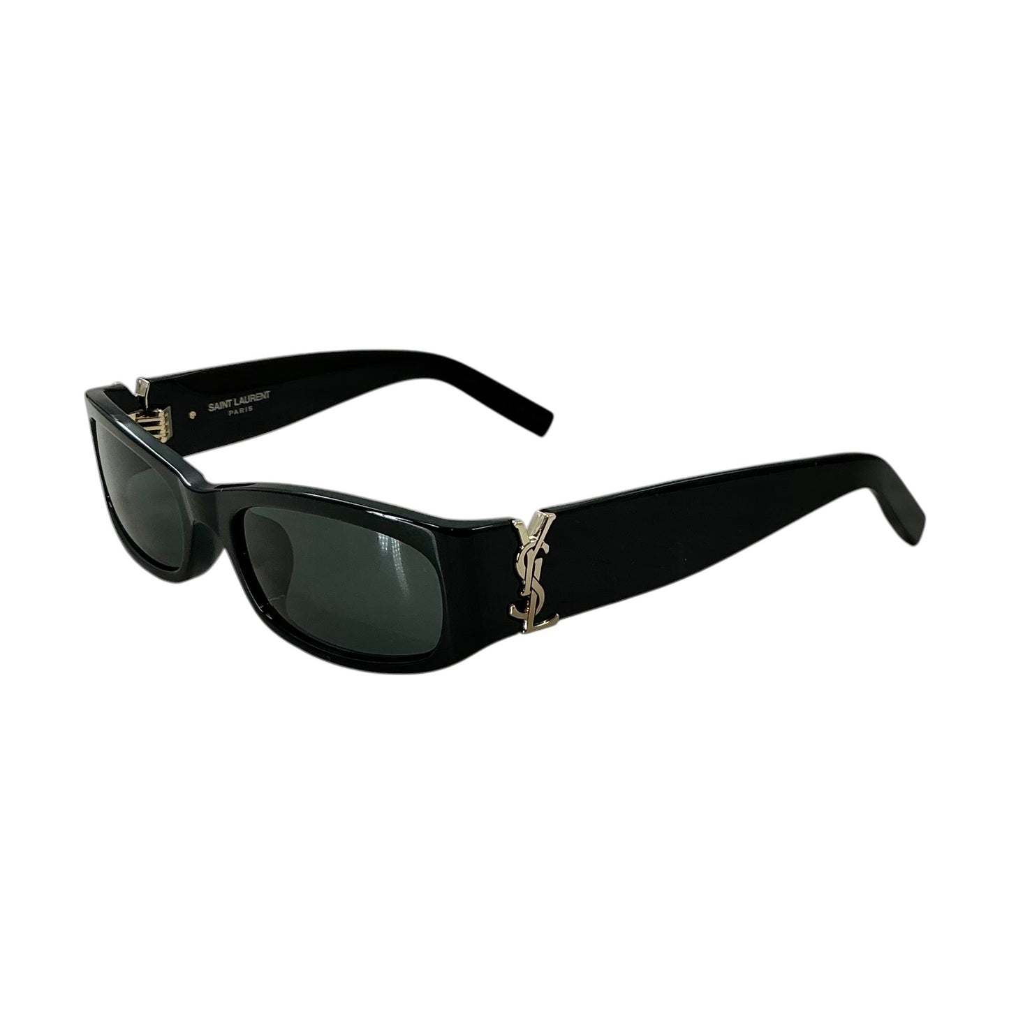 YSL Saint Laurent SL M152 Black Acetate Sunglasses with Silver Cassandre Logo