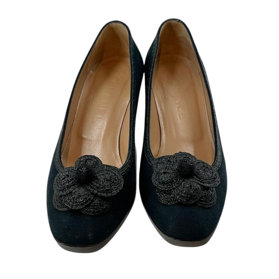 Chanel Camellia Canvas Pumps