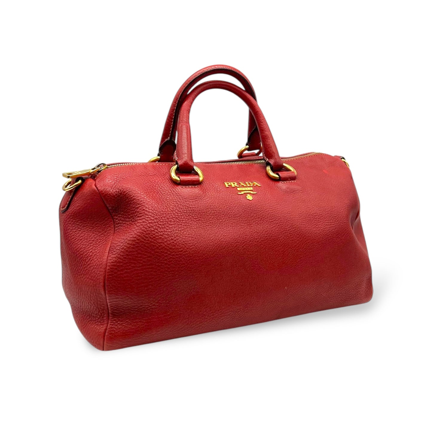 Prada Vitello Daino Top Handle Shoulder Bag Rosso