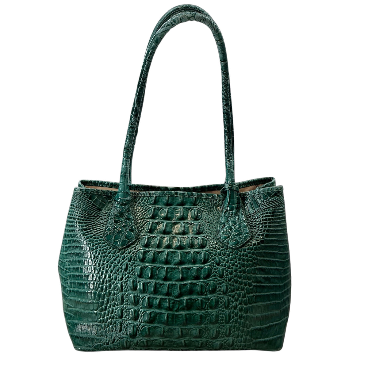 Brahmin Melbourne Leather Tote Bag – Emerald Green Croc Embossed Shoulder