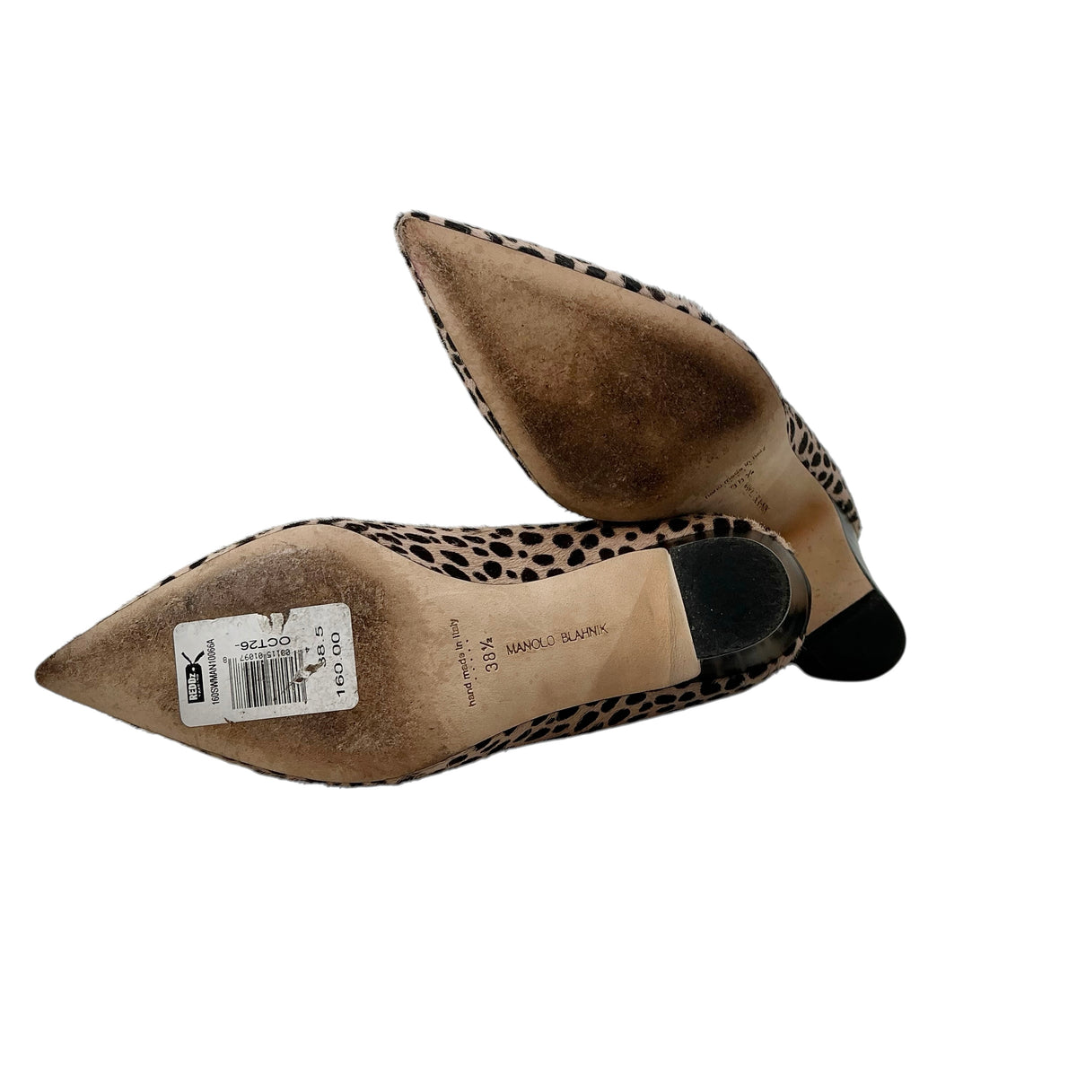 Manolo Blahnik Leopard-Print Calf Hair Block Heel Pumps