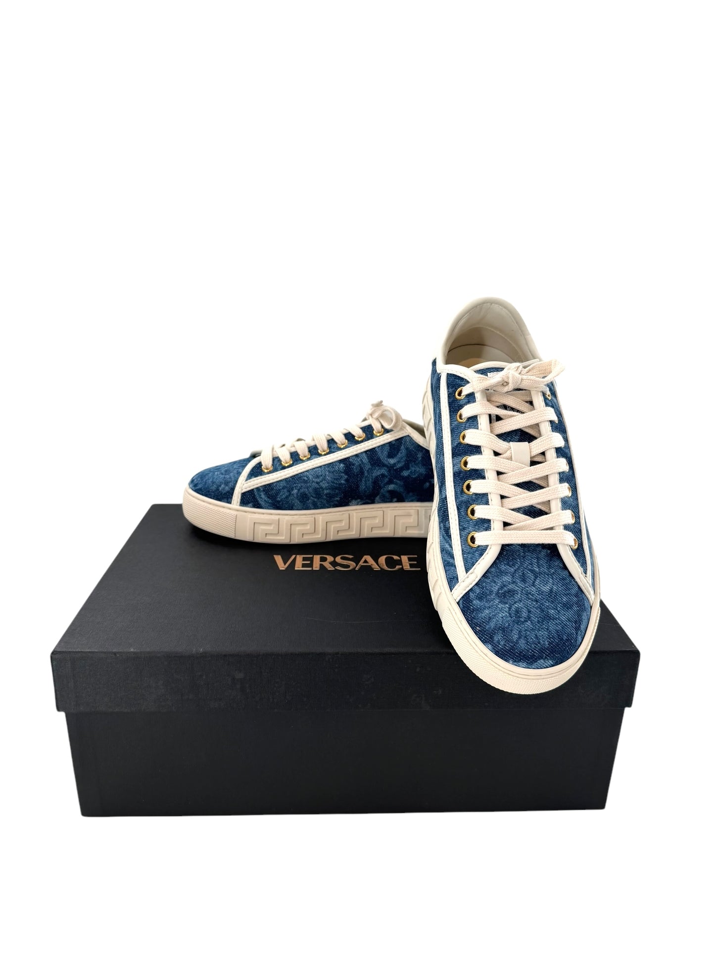 Versace Womens Greca Denim Sneakers- Size 39