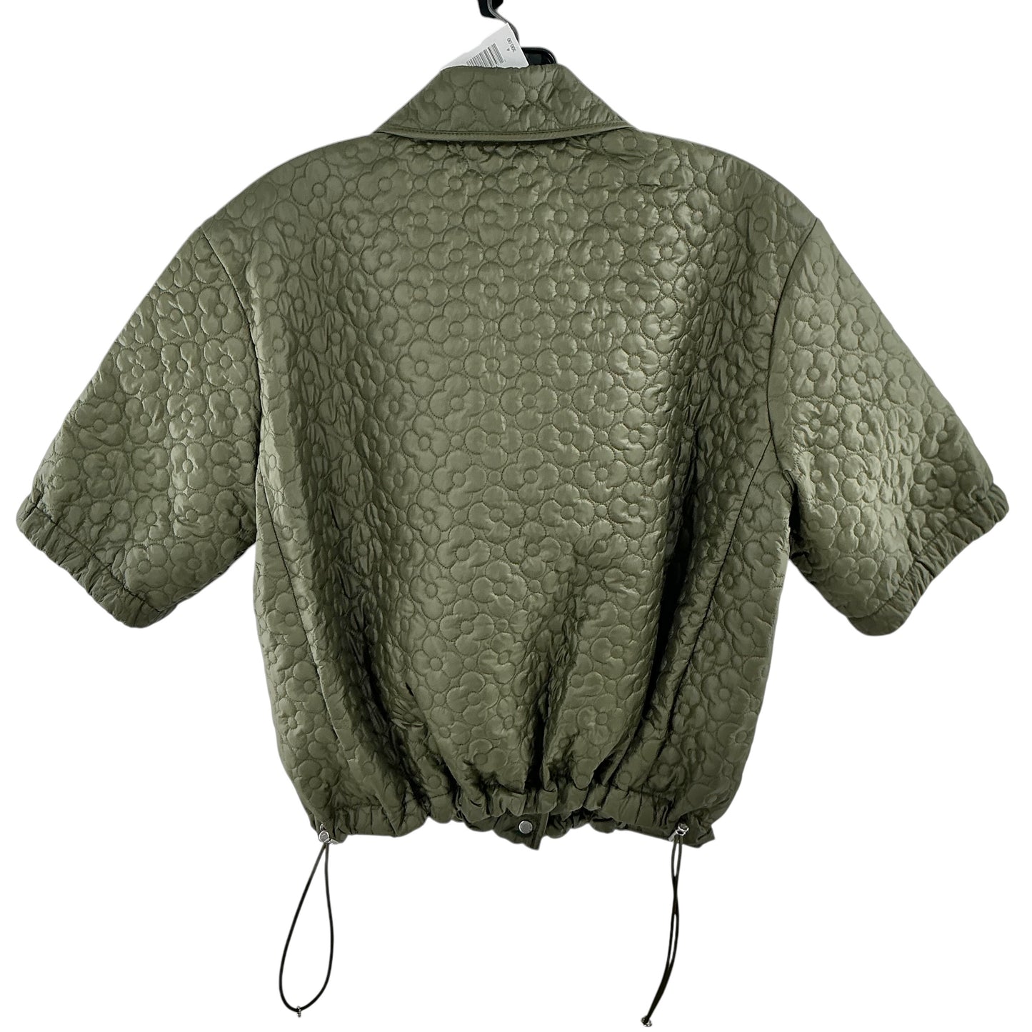 Moncler Floral Quilted Padded Short Sleeve Shirt Jacket Olive Green