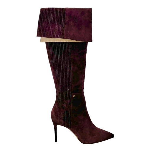 CH Carolina Herrera Burgundy Suede Over-The-Knee Boots