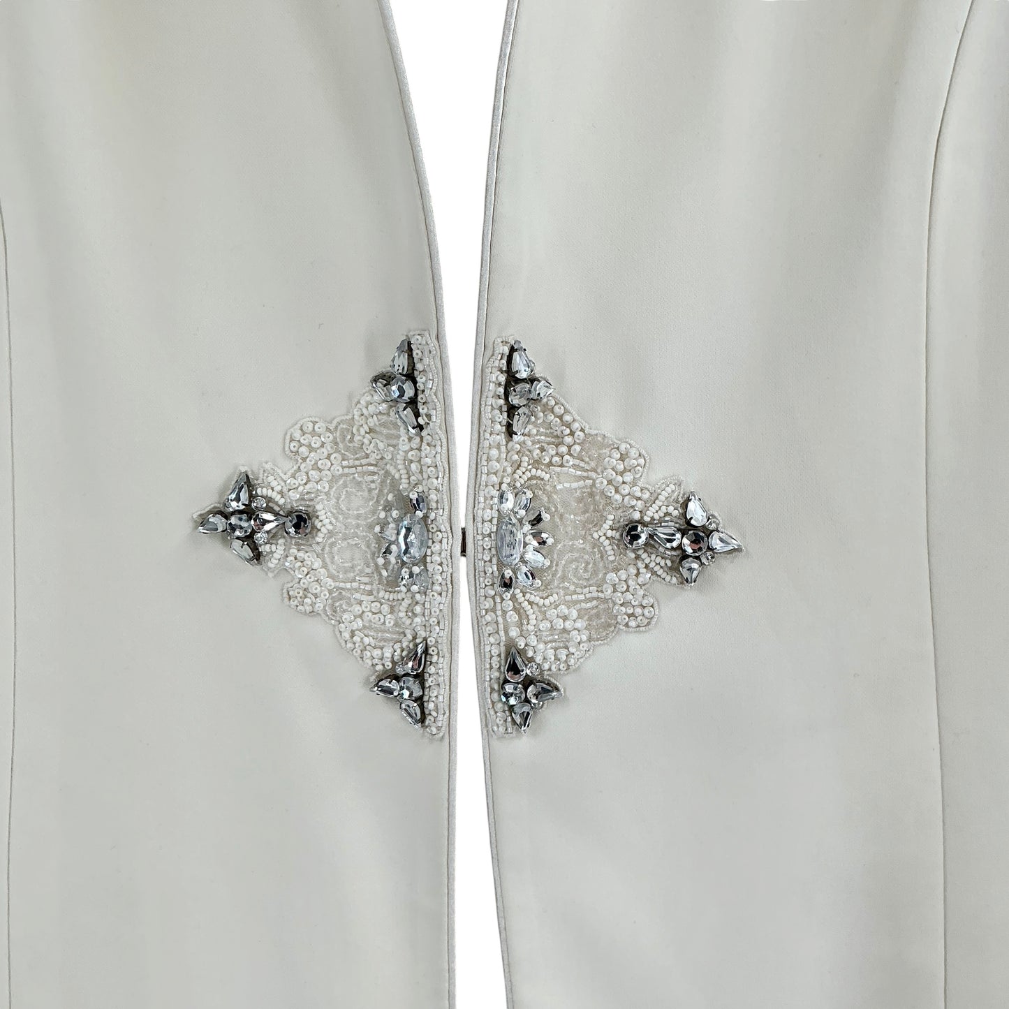 Badgley Mischka Ivory Embellished Evening Blazer Coat Jacket