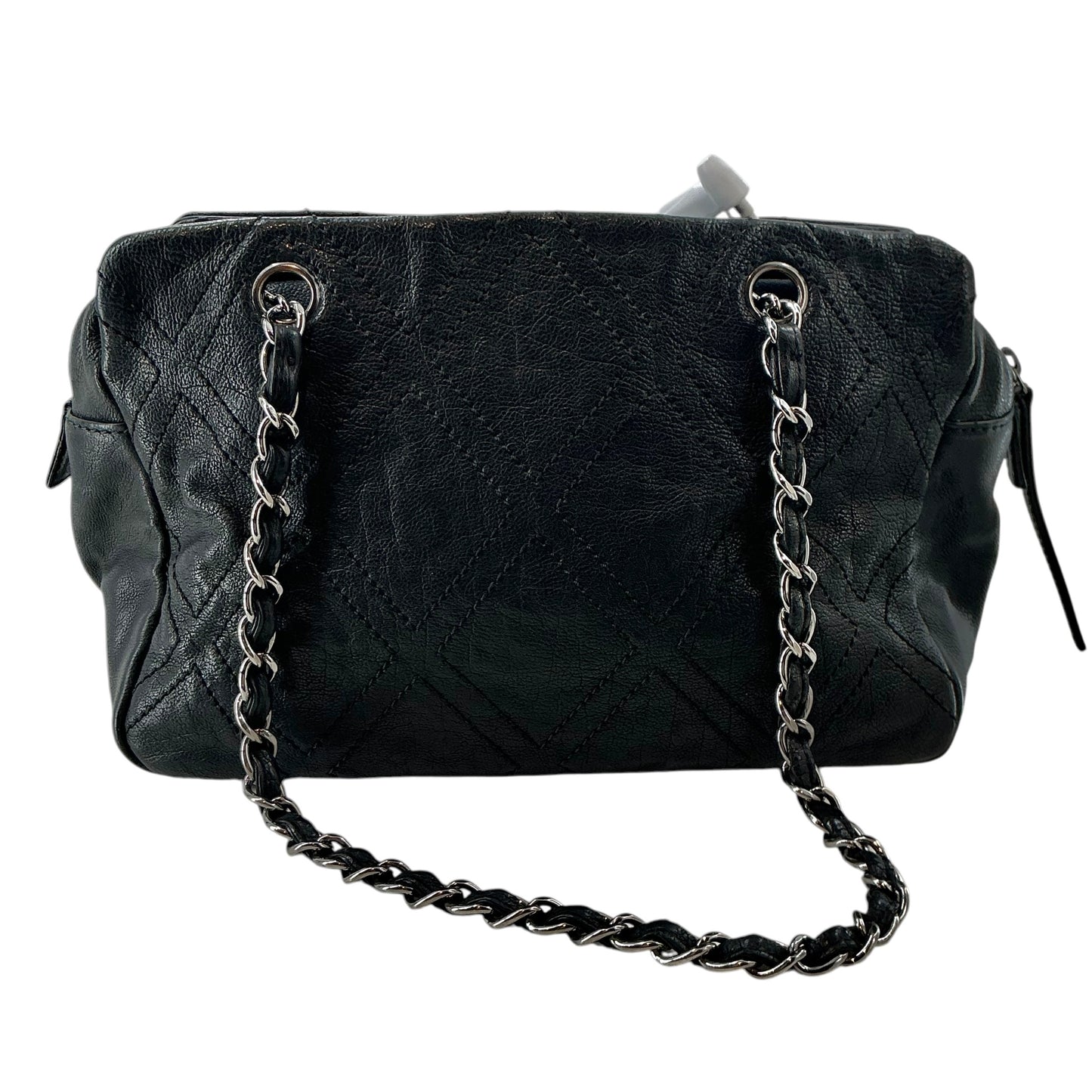 Chanel Vintage Black Diamond Stitch Leather Bowler Bag