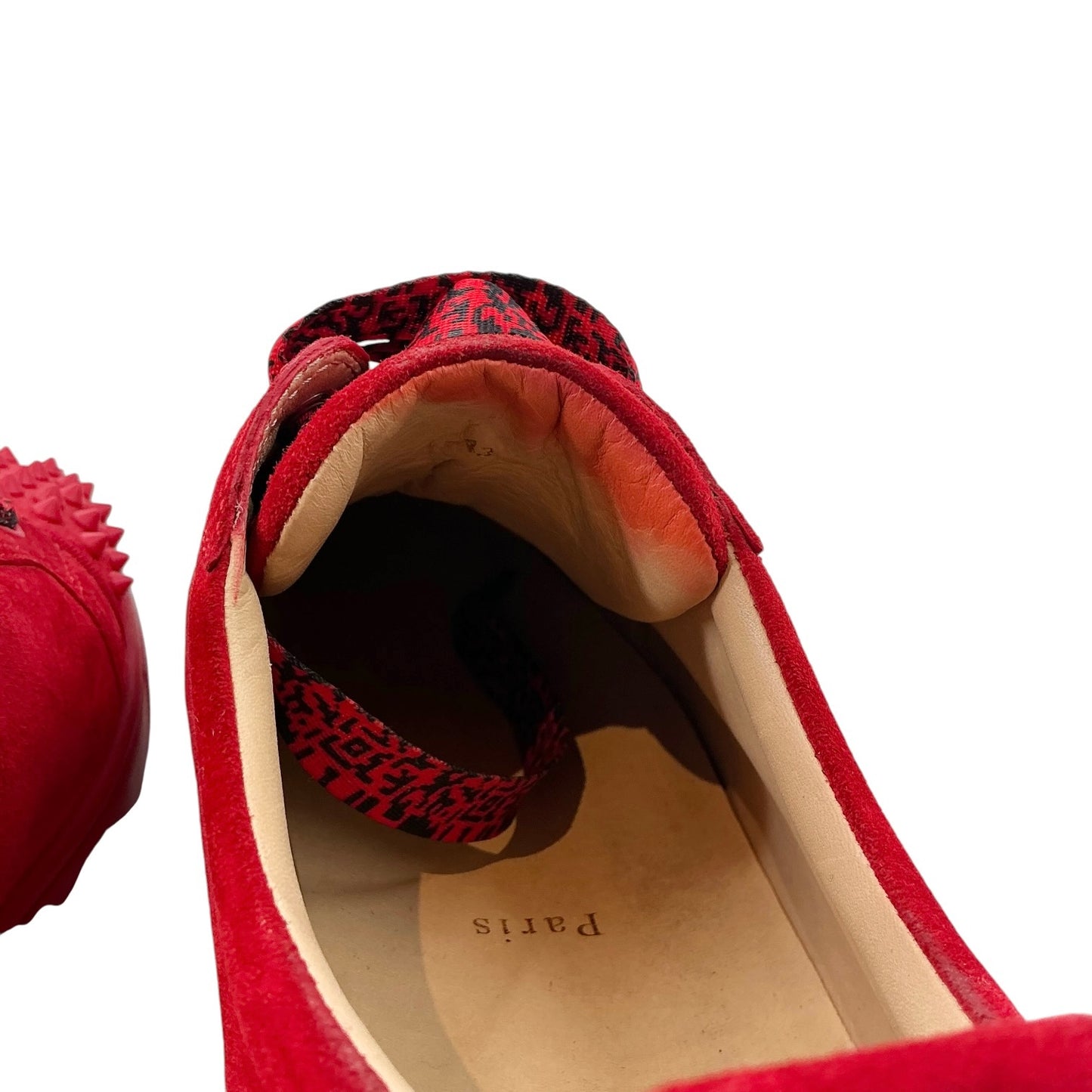 Christian Louboutin Louis Junior Spikes "Loubi" Red Suede Sneakers