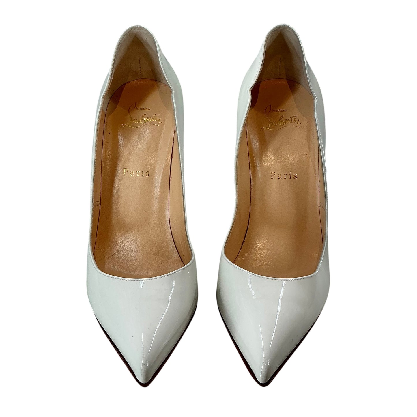Christian Louboutin White Patent Leather Hot Chick 100 Pumps