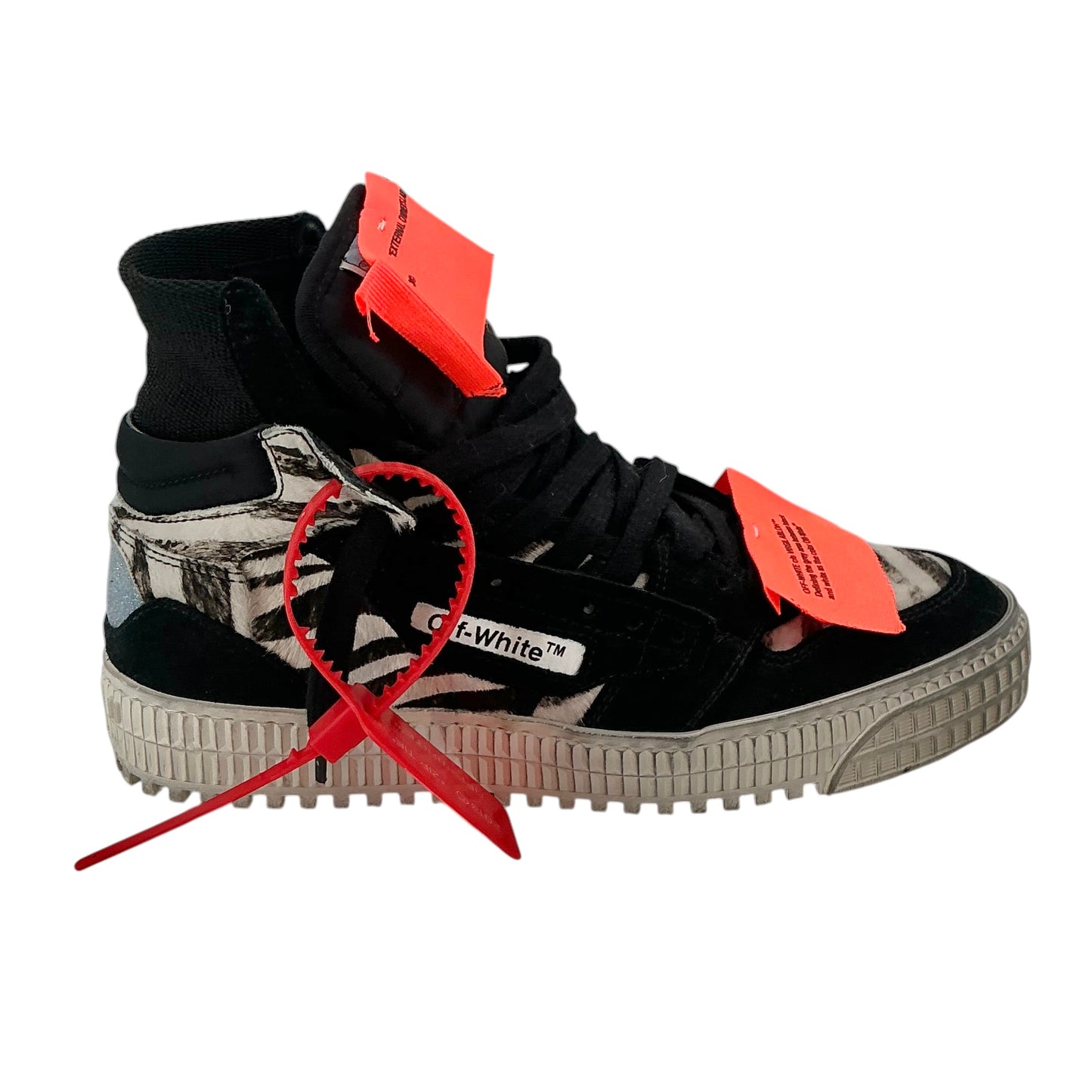 Off-White Court 3.0 High-Top Sneakers Zebra Print