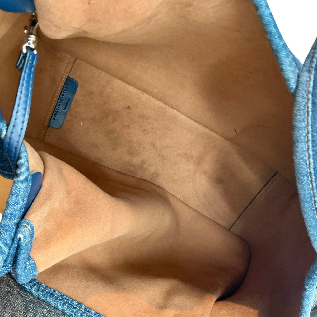 Stella McCartney Blue Denim Stella Logo Medium Tote Bag with Pouch