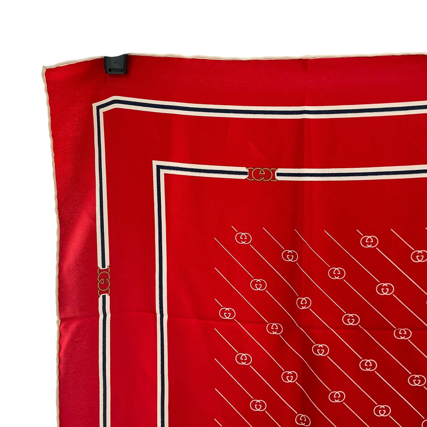Vintage Gucci Red Interlocking GG Monogram Silk Square Scarf