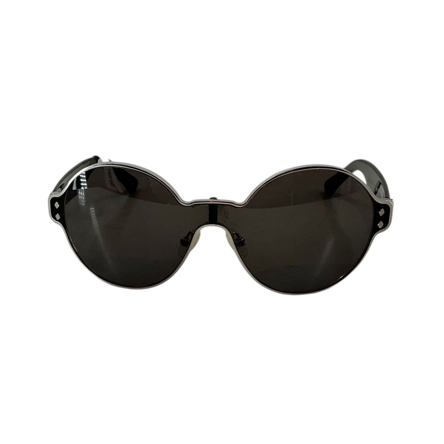 MONCLER Lunettes Pharrell Williams Round Sunglasses Black Silver Wire Frame