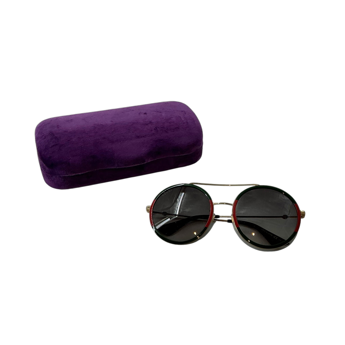 Gucci GG0061S Round Web Frame Sunglasses