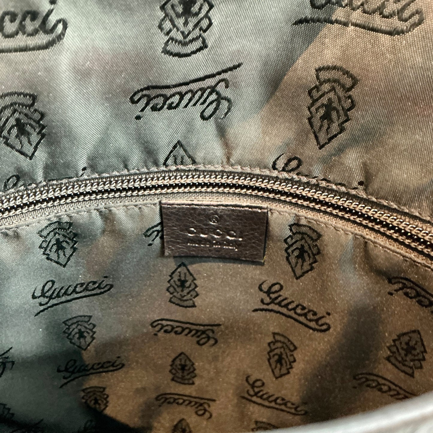 Gucci Dark Brown Guccissima Embossed Leather Flat Messenger Crossbody Bag