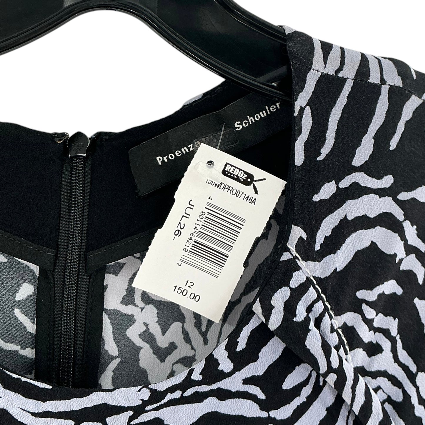 Proenza Schouler Zebra Print Short Sleeve Draped Dress