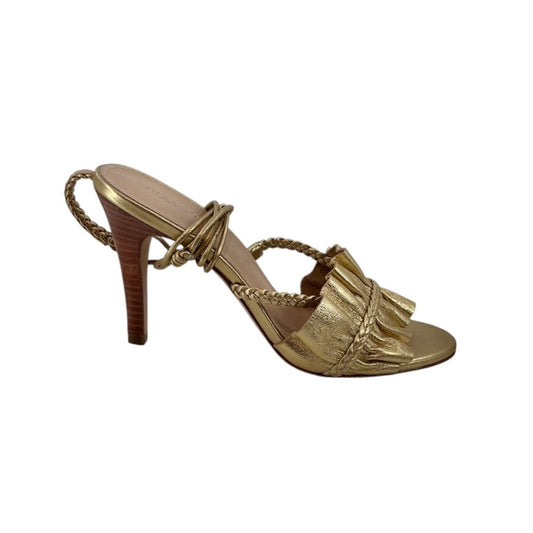 Ulla Johnson Gold Flora Ruffle Strappy Sandals
