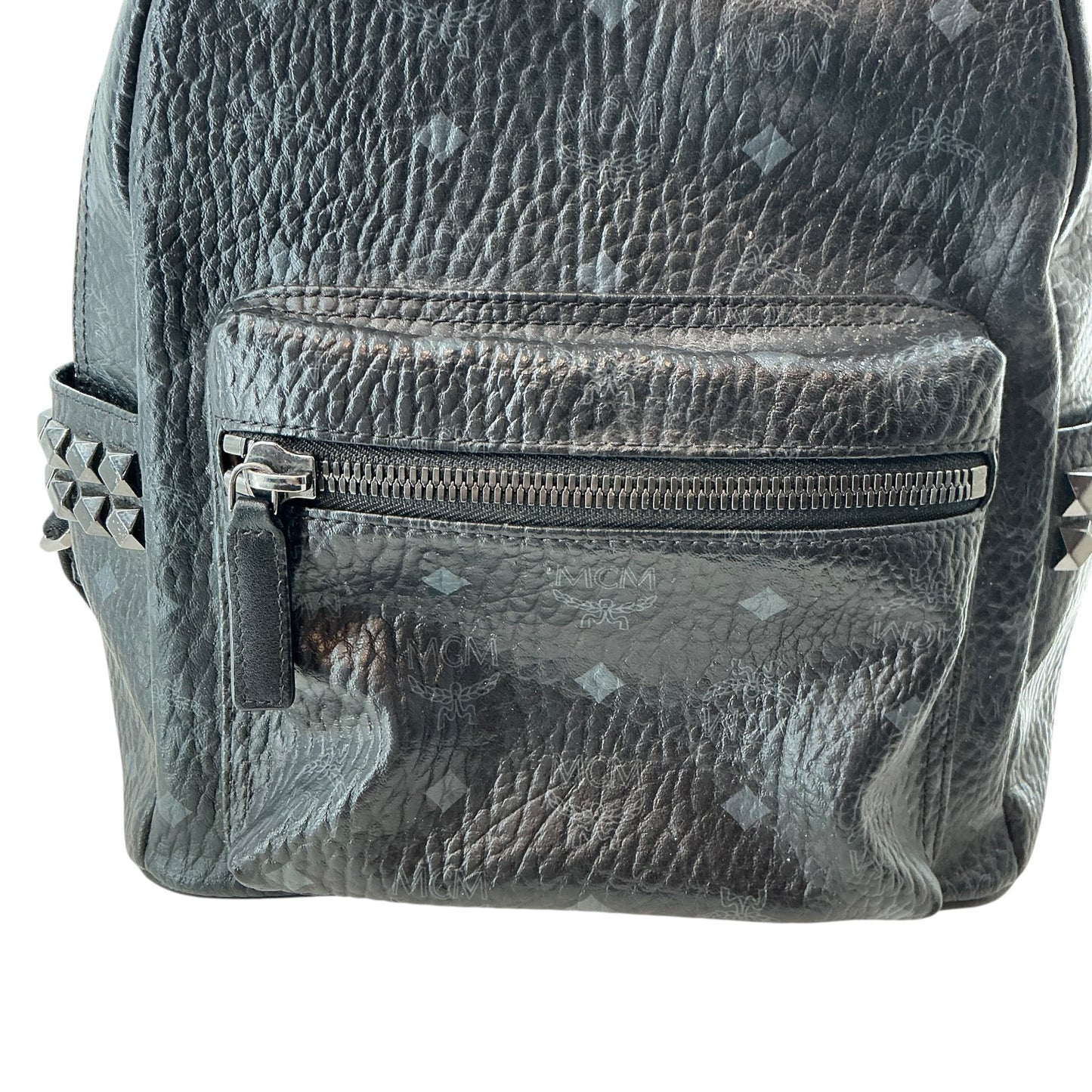 MCM Stark Side Studs Backpack in Black Visetos