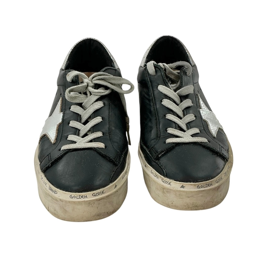GOLDEN GOOSE HI STAR BLACK LEATHER SNEAKERS