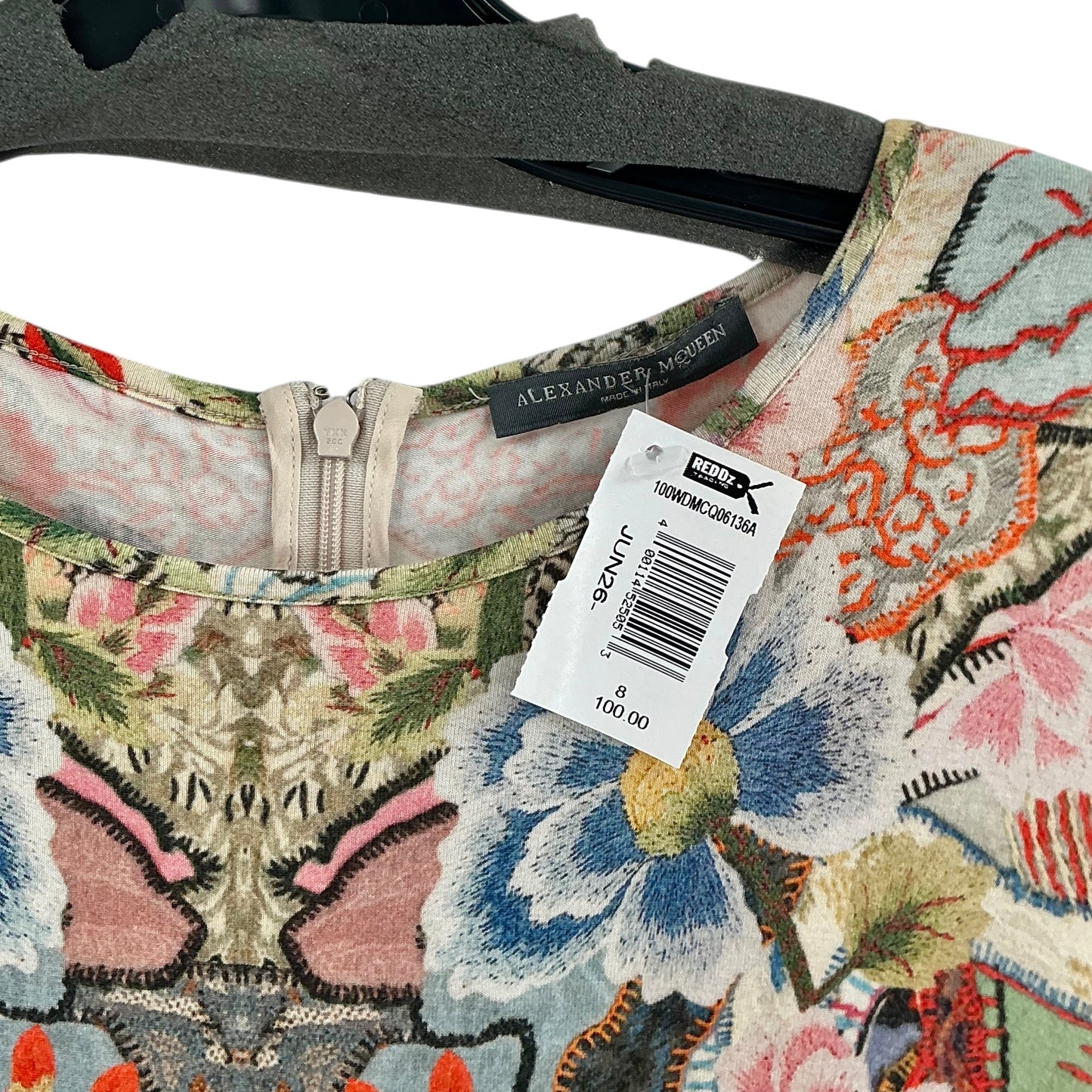 Alexander McQueen Kaleidoscope Floral Slash Sleeve Mini Dress