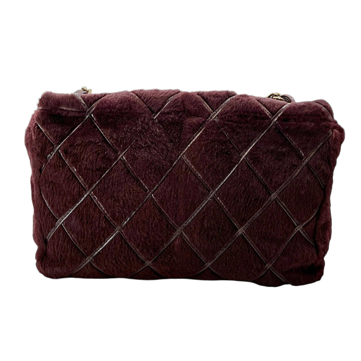 Chanel Vintage Burgundy Fur Timeless Classic Flap Bag