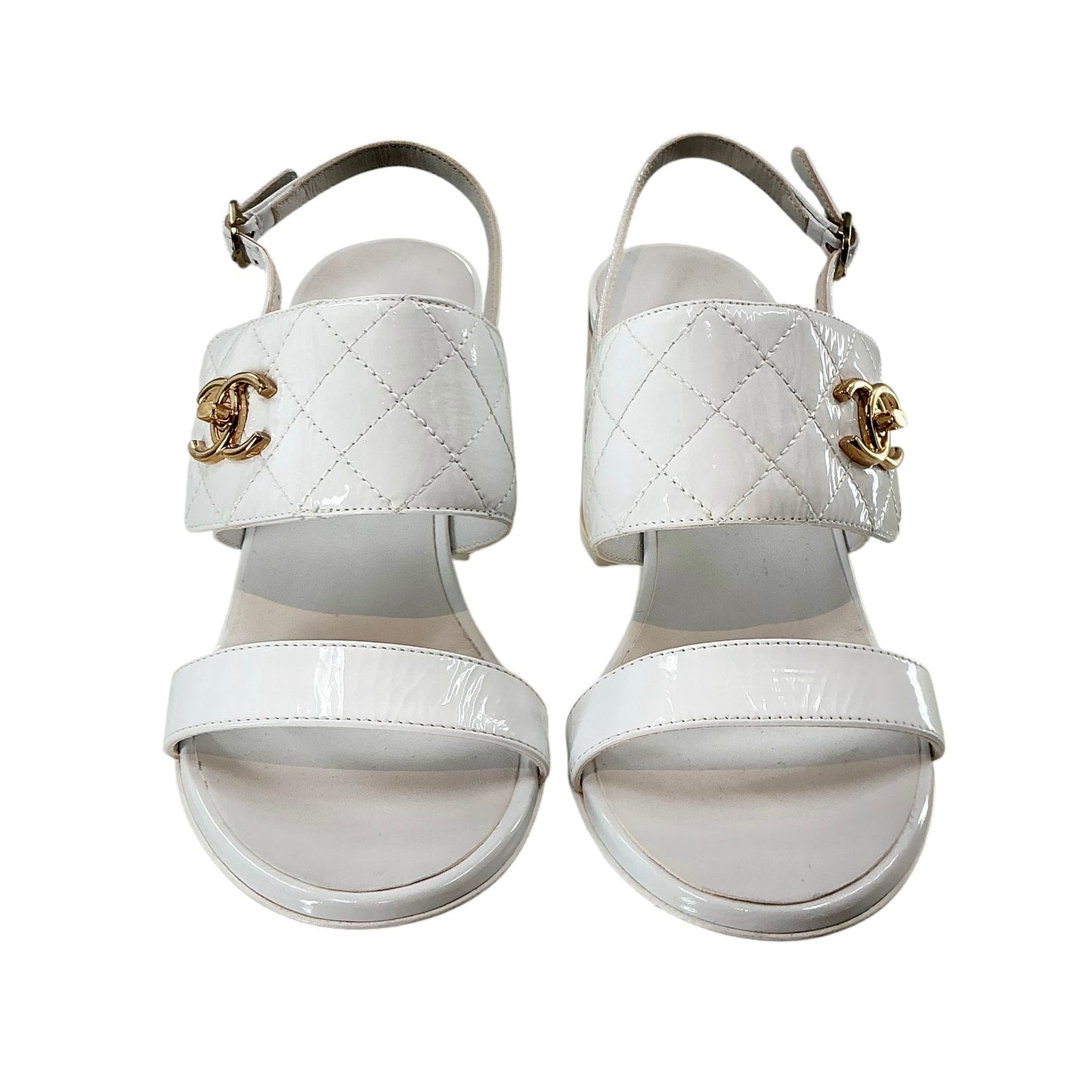 Chanel Interlocking CC Logo Slingback Sandals