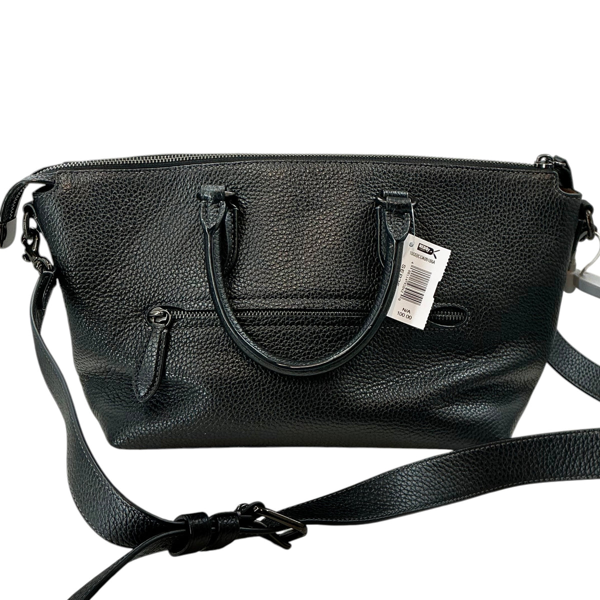 COACH Cara Satchel in Black Soft Pebble Leather (Style CE741)
