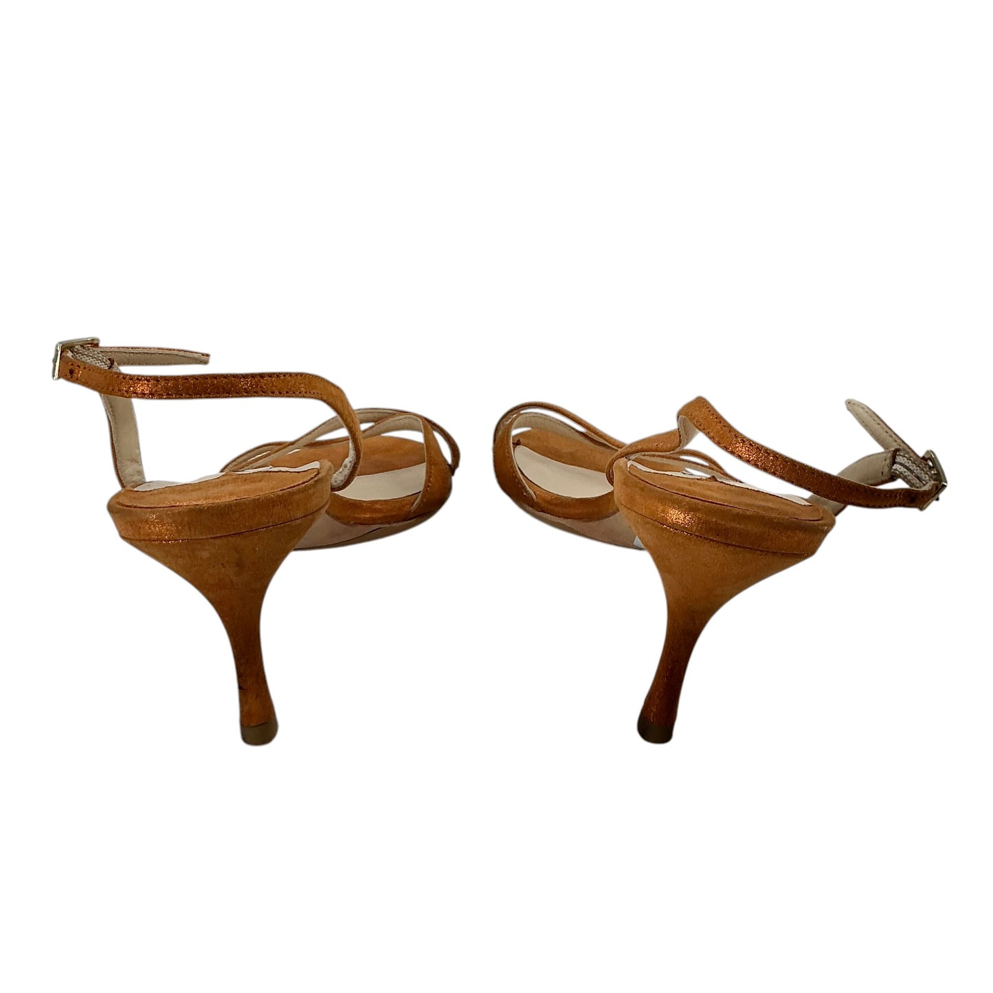Jimmy Choo Bronze Jag Metallic Strappy Slingback Kitten Heels