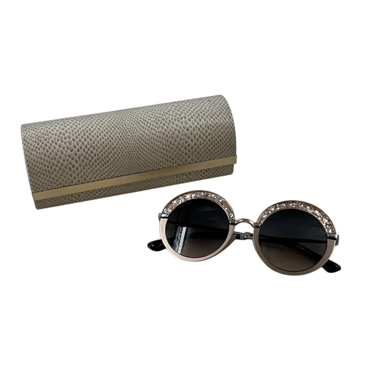 Jimmy Choo Gotha/S Round Glitter Accented Sunglasses