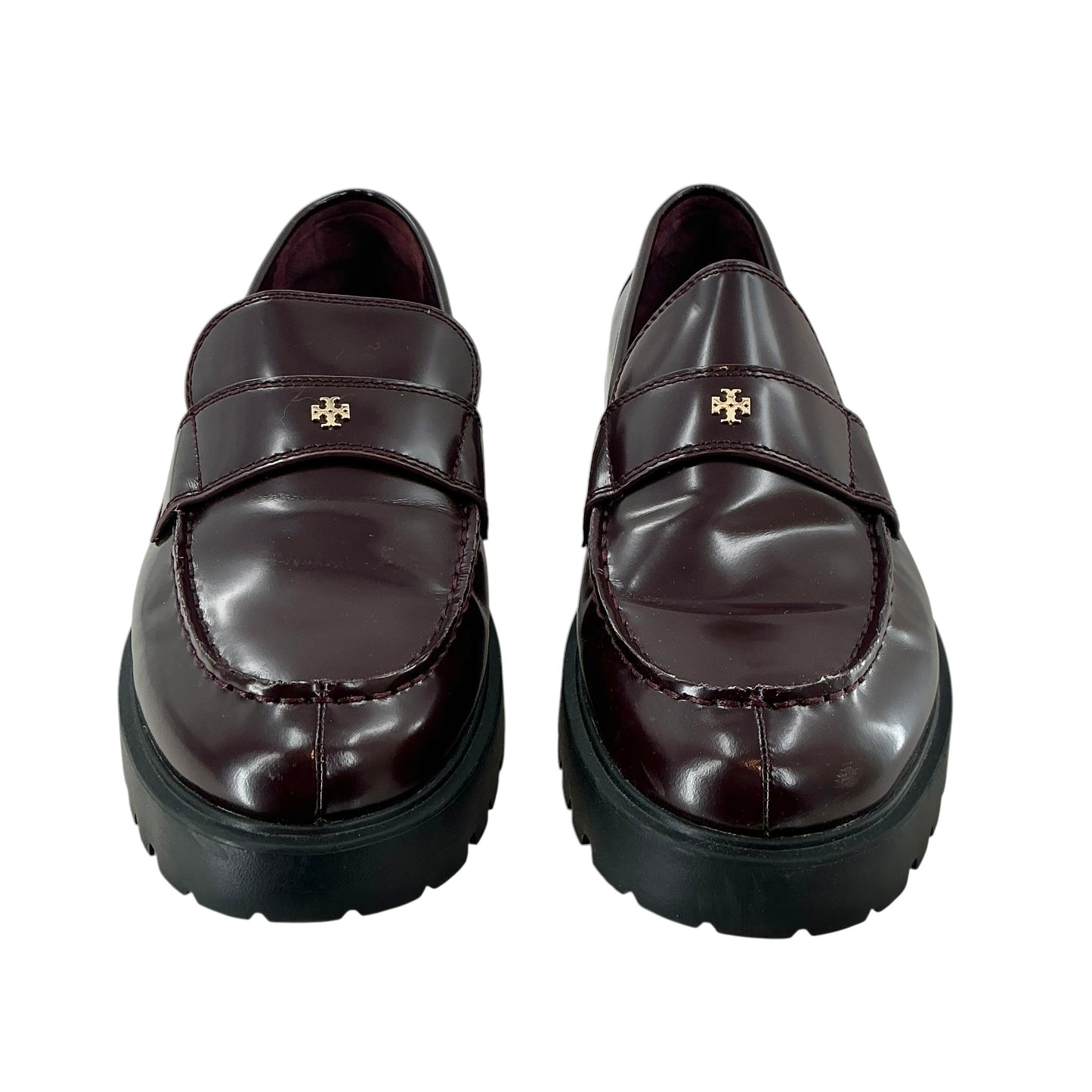 Tory Burch Classic Lug Loafers Burgundy Plum Leather
