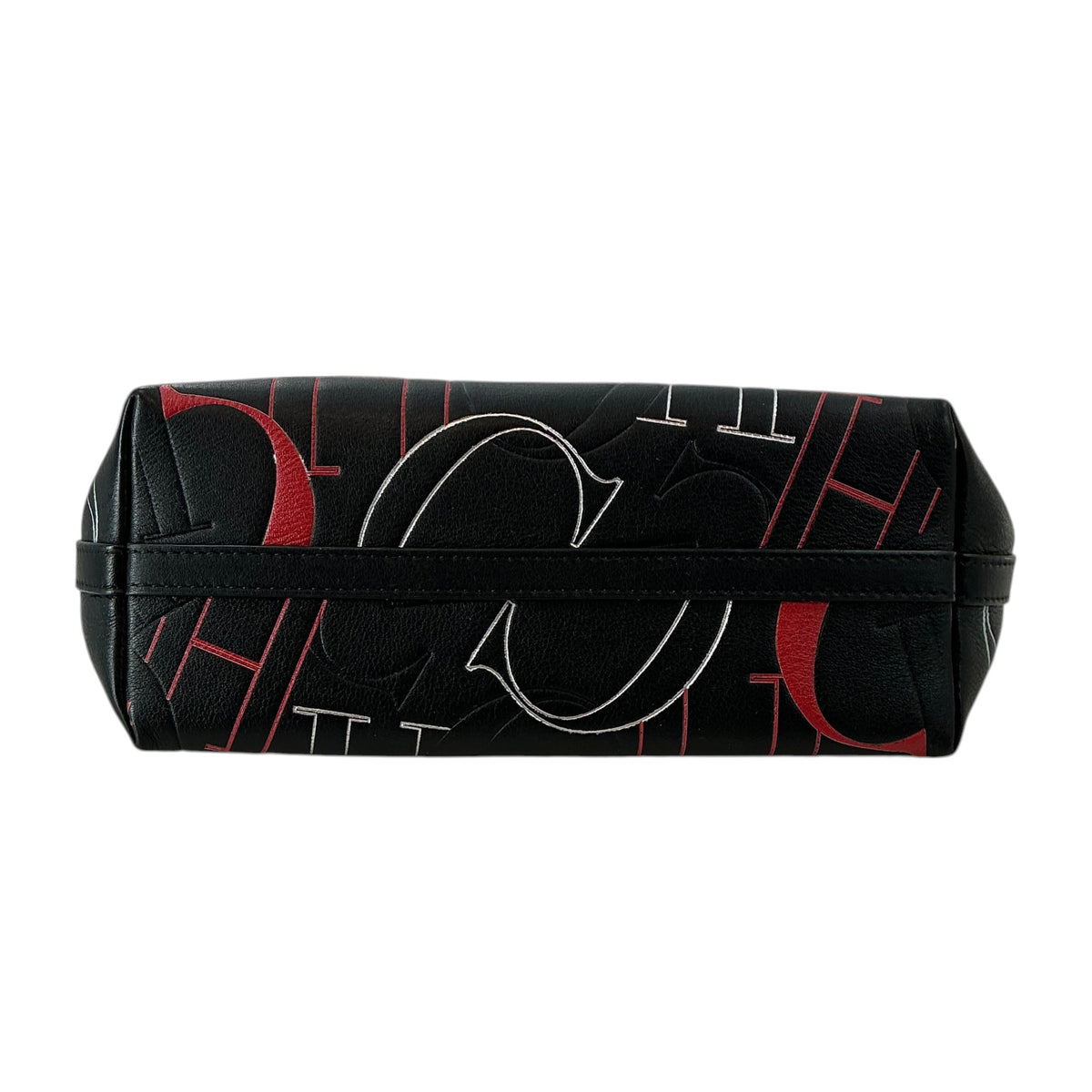 CH Carolina Herrera Black Leather Monogram Lipstick Shoulder Bag