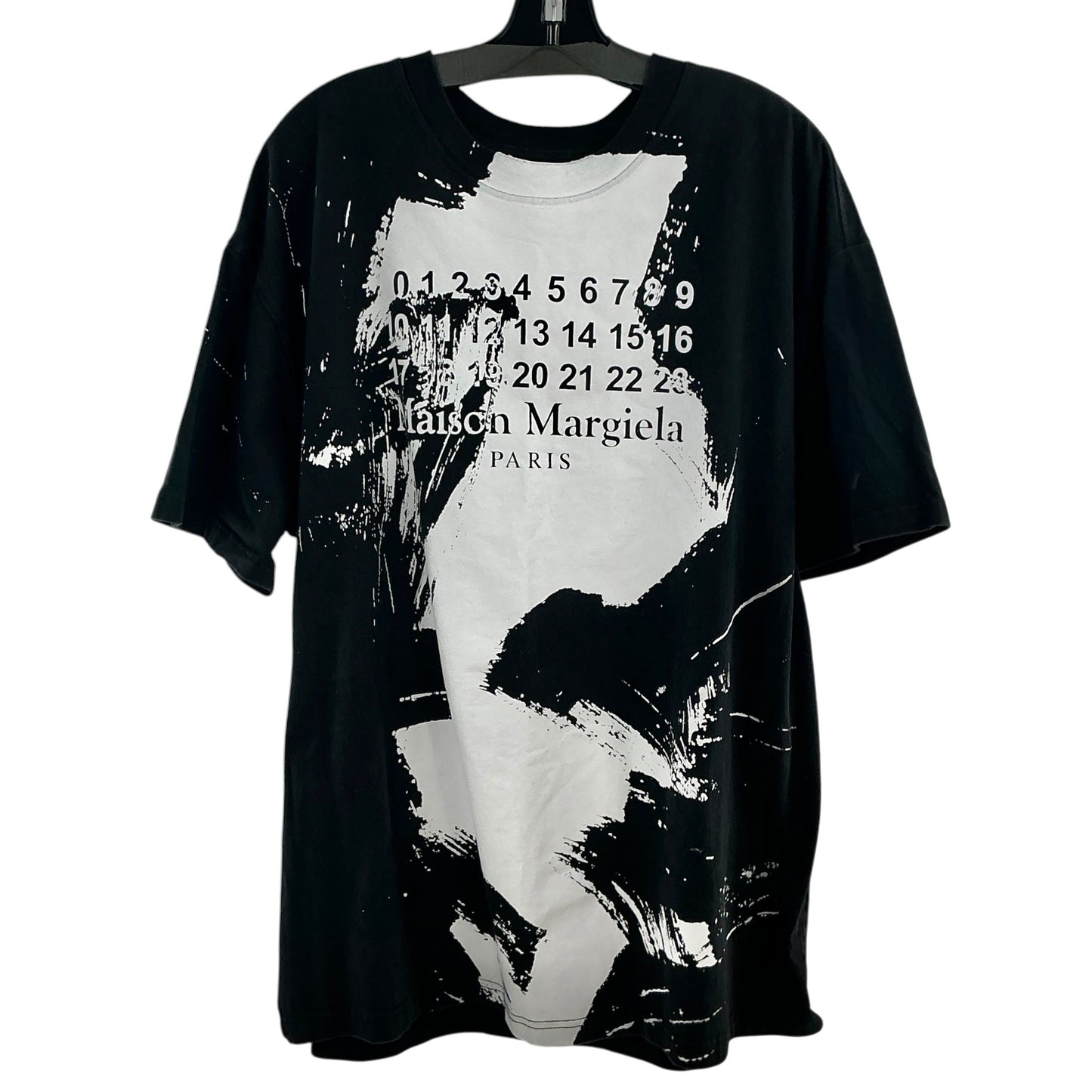 Maison Margiela Paris Painting Effect Ink Splash Graphic Numeric Logo T-Shirt