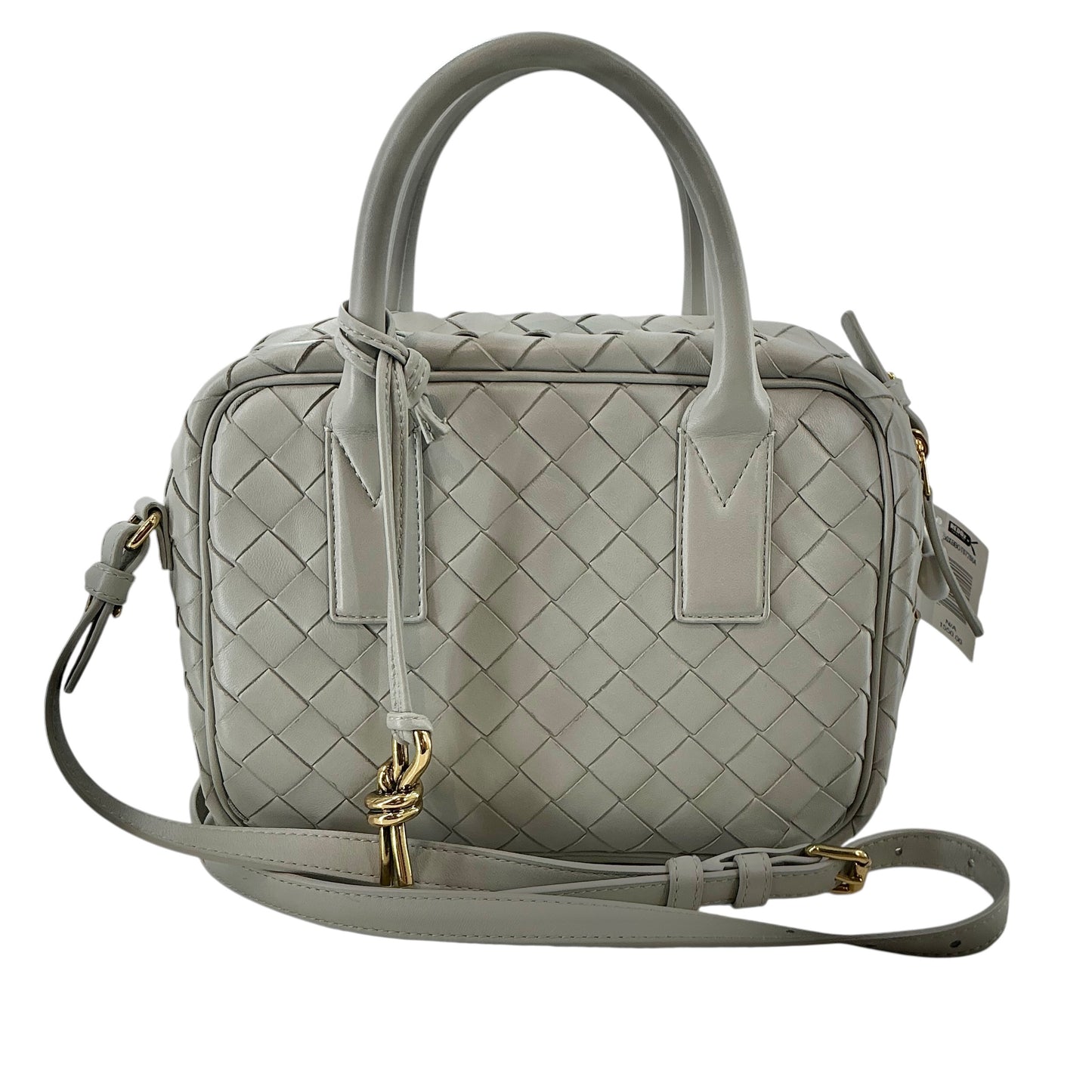 Bottega Veneta Small Getaway Lambskin Intrecciato Top-Handle Crossbody Bag – Agate Grey