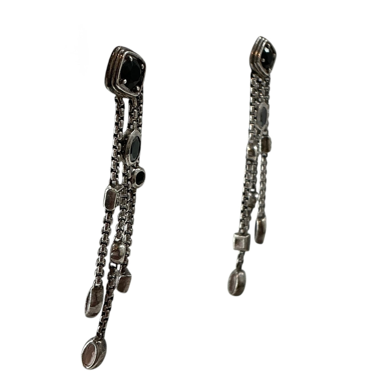 David Yurman Sterling Silver Onyx, Hematite & Diamond Confetti Chandelier Drop Earrings