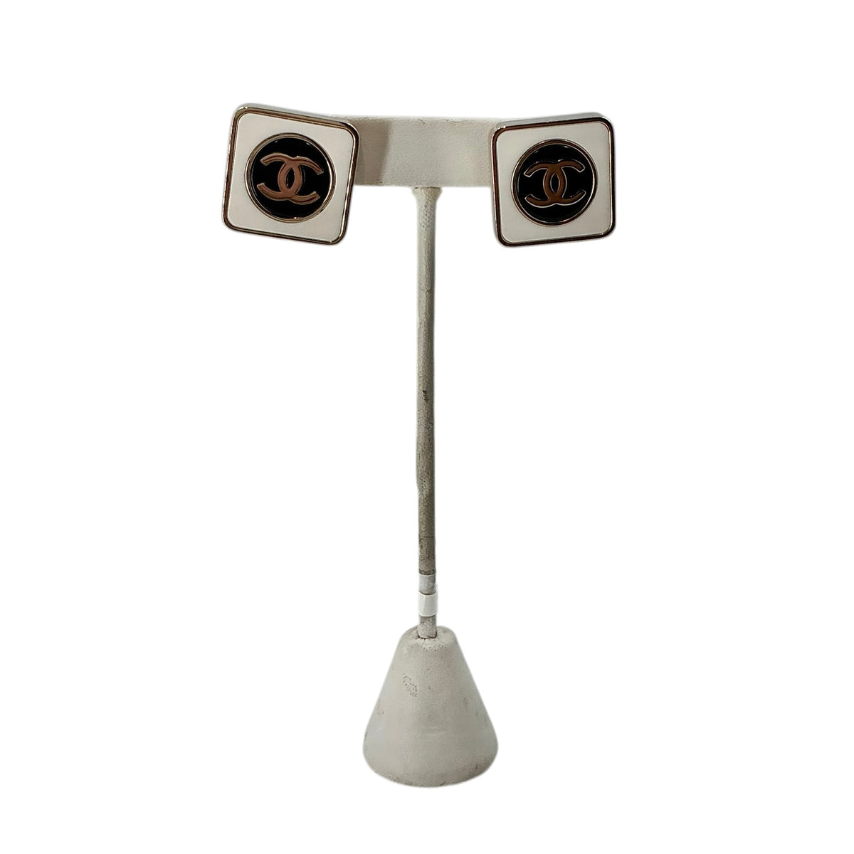 Chanel Square CC Logo Geometric Mod Enamel Statement Studs