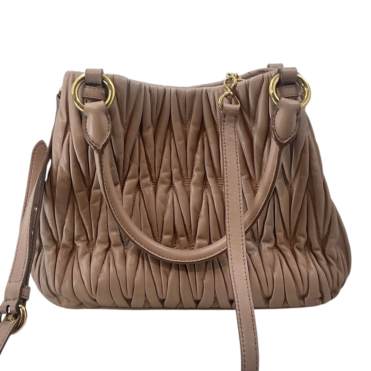 Miu Miu Cammeo Matelassé Gaufre Leather 2-Way Shoulder Bag