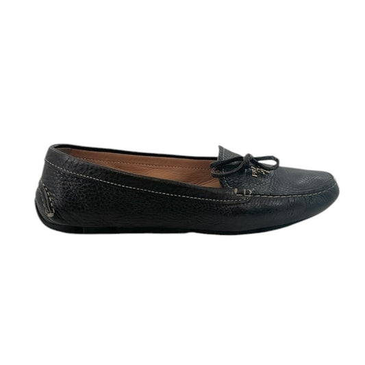 Prada Brown Leather Bow Logo Driving Loafers
