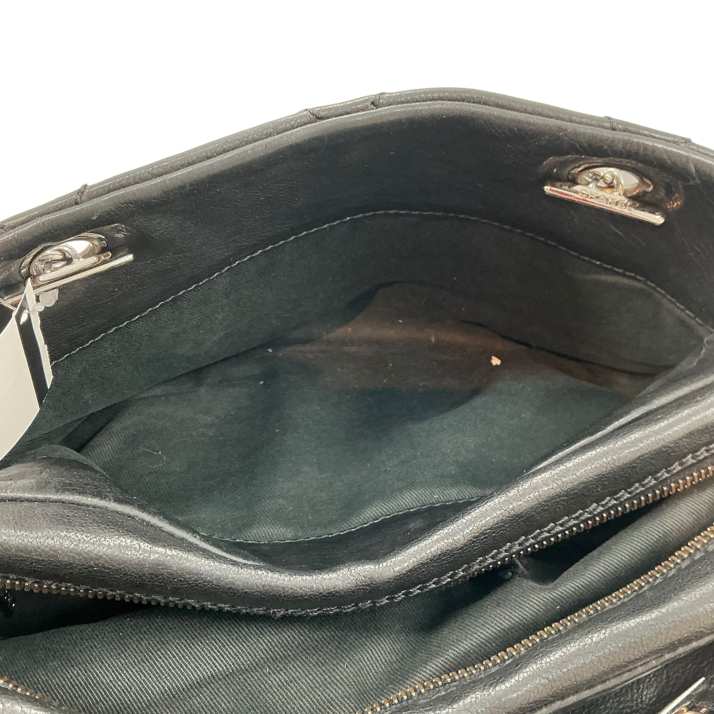 Chanel Vintage Black Quilted Leather Large CC Diamond Stitch Shoulder Bag