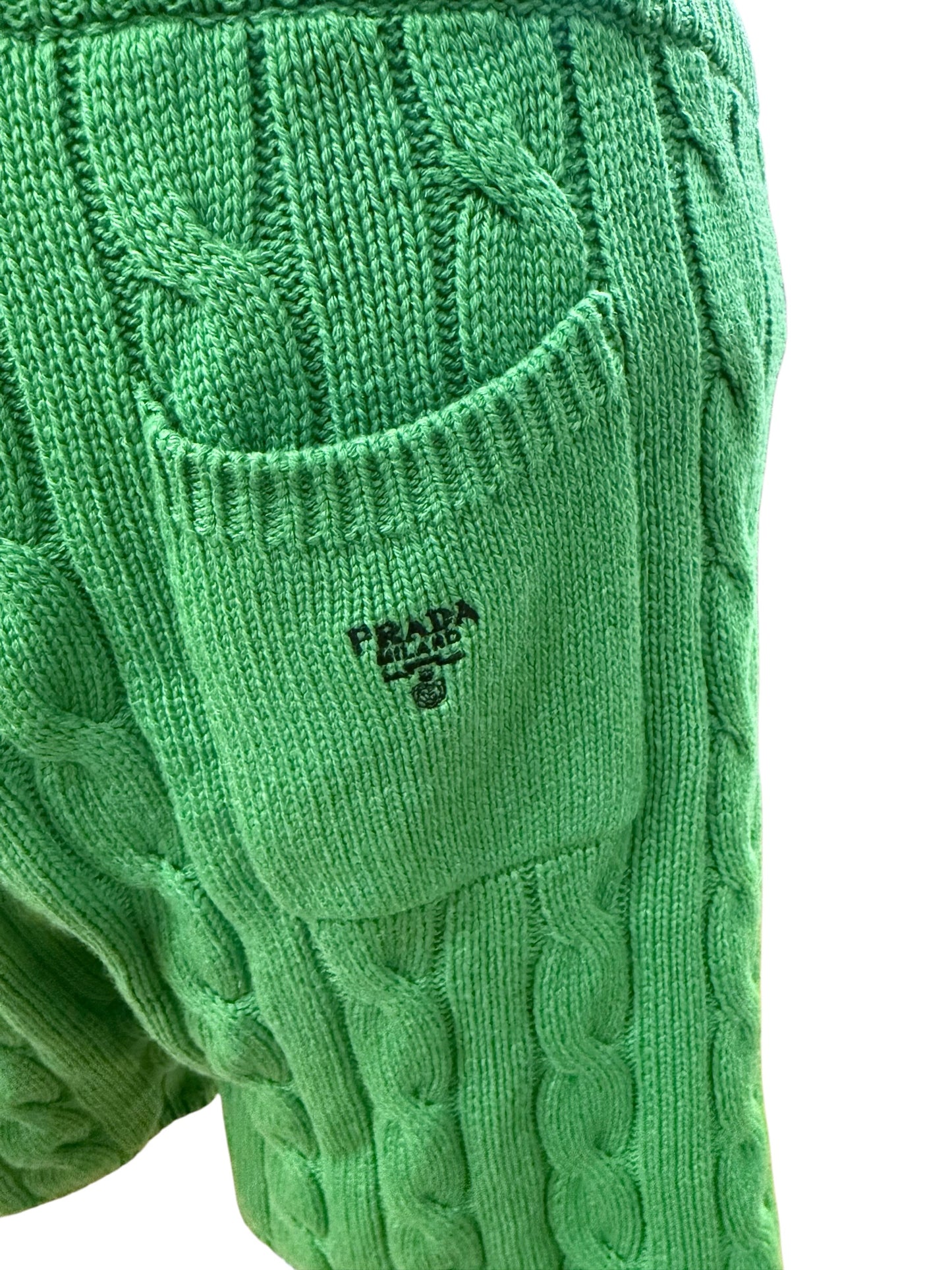 Prada Green Cable Knit Shorts